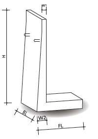 Zeichnung einer REKERS Winkelstützwand mit Sichtseite innen