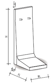 Zeichnung einer REKERS Winkelstützwand mit Sichtseite außen