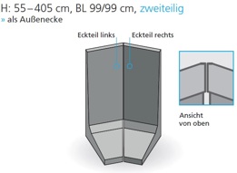 Sonderecke als Außenecke, zweiteilig